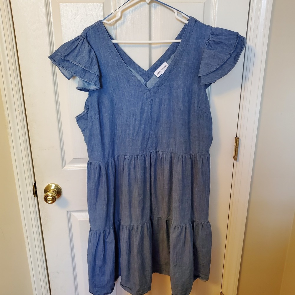 Gibson Latimer Blue Denim Dress XL Cottage Core Prairie Core Western